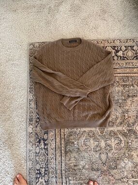 Brandy Melville Brown Cable Knit Crewneck Sweater